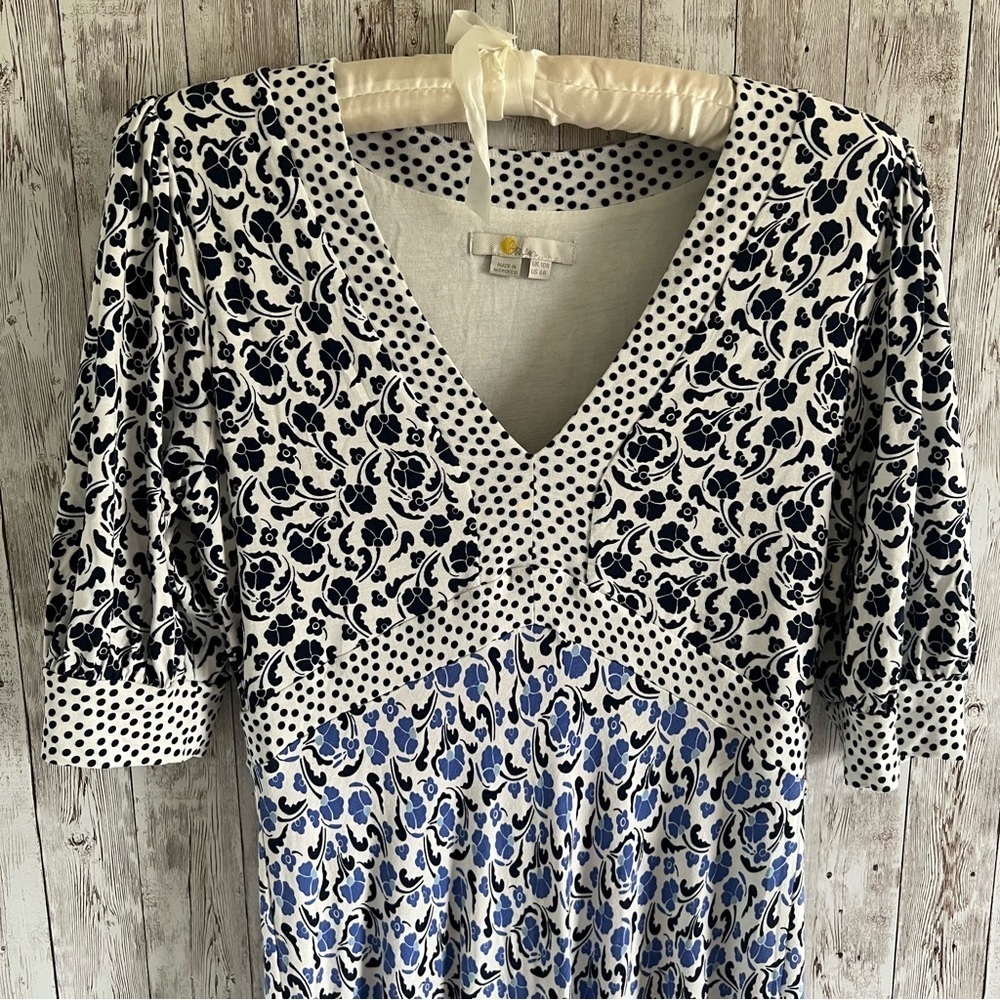 Boden Printed Blue White Maxi Dress 6 - Picture 2 of 5